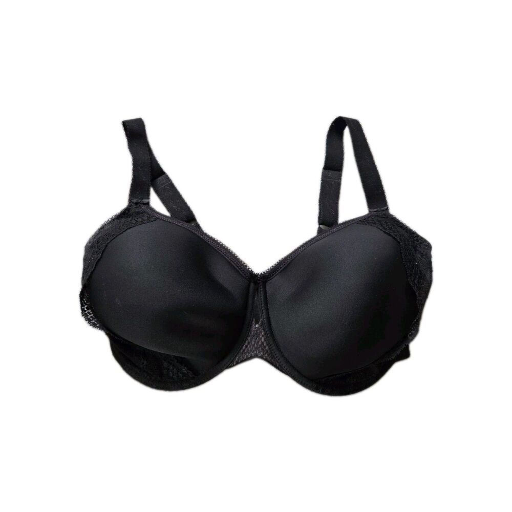 Elomi EL4383 Black Lace Panels Underwire Full Coverage Bra 34K GUC